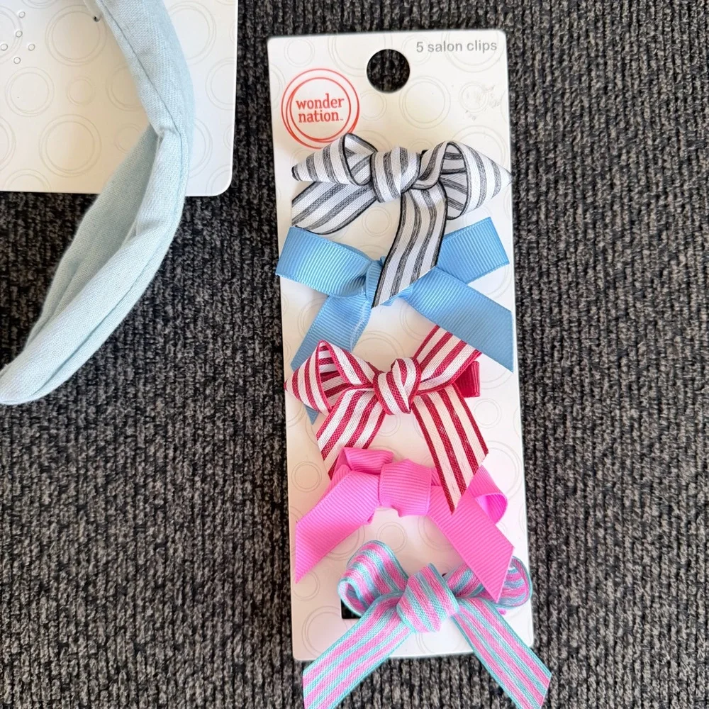 Wonder Nation Blue Headband and Bow Clip Set